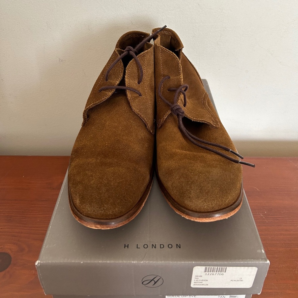 BNWOB Men's H by Hudson Tan Dip Dye Suede Osbourne Boots Size US 10/UK…